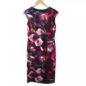 Maggy London flower red and black dress cap sleeves
